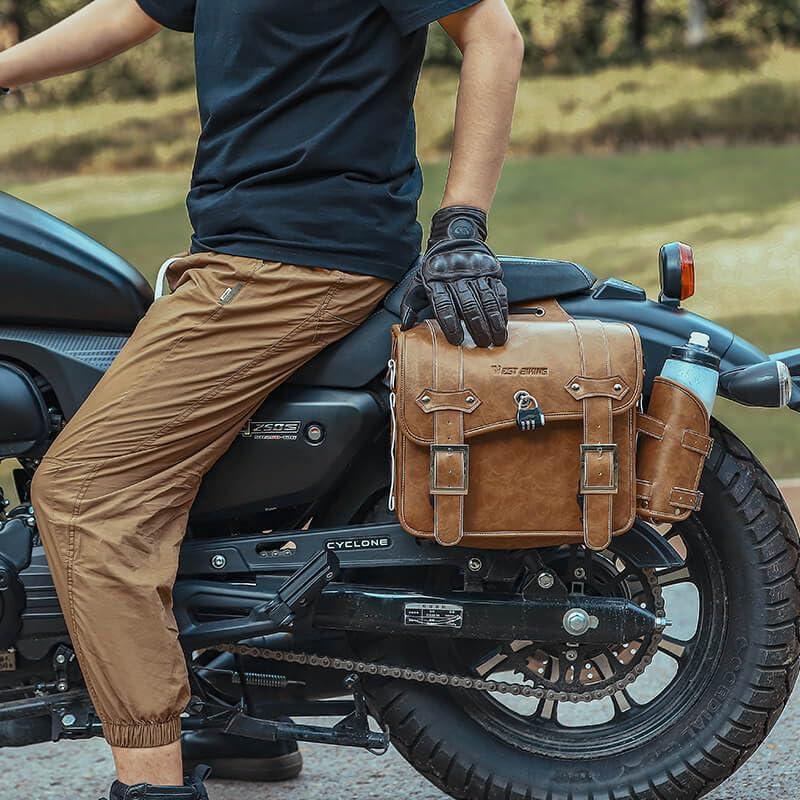 バイク用サイドバッグ レトロ ダブルサイドバッグ 大容量8+8L 左右