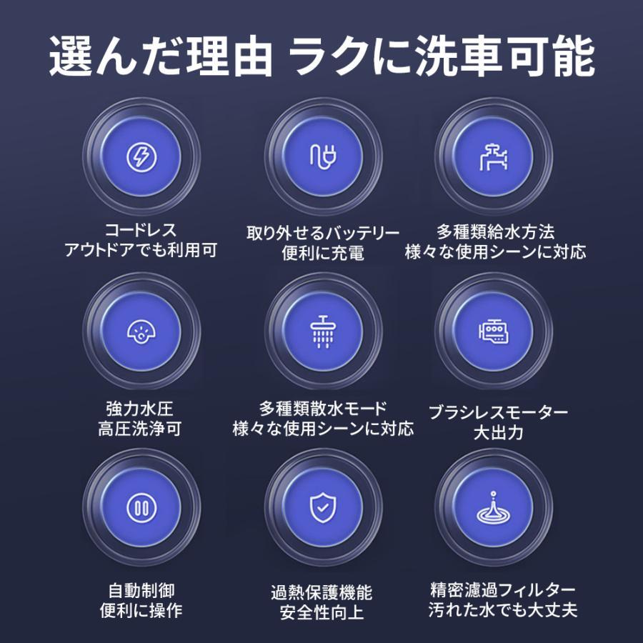 高圧洗浄機 コードレス 充電式 12MPa 600W 強力な噴射 8-10M 20000mAh