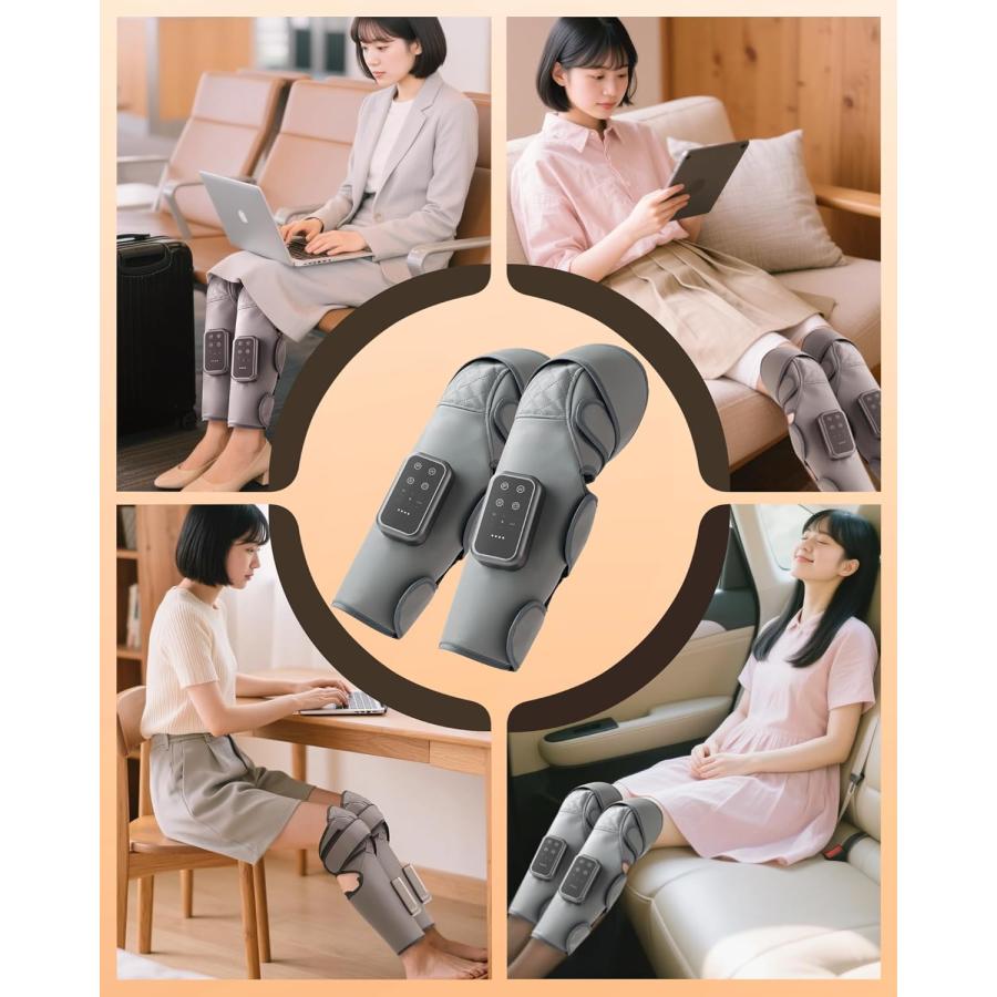 ふくらはぎケア 膝 エアーレッグリラックス 空気圧 温熱 ふくらはぎリラックス USB充電式 3モード 3段階強度 3段階温度 操作簡単 サイズ幅調整 ふくらはぎケア 膝 エアーレッグリラックス 空気圧 温熱 ふくらはぎ
