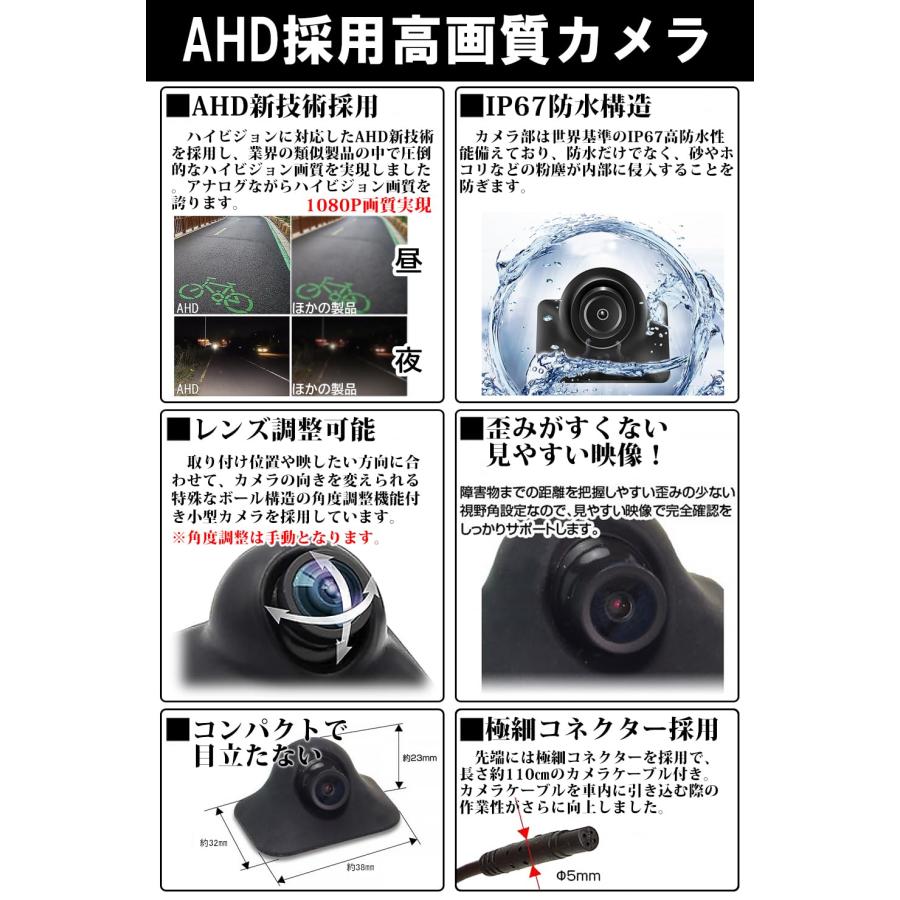 5インチモニター 2個サイドカメラセット AHD 720P IPS液晶モニター 左右死角確認 広角120° 360度回転可能 車載カメラ 録画機能あり 暗視機能搭載｜sywh｜05