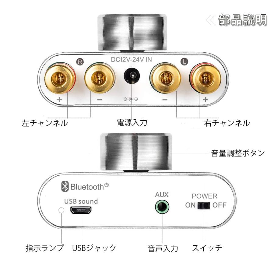 アンプ bluetooth パワーアンプ ステレオ オーディオアンプ