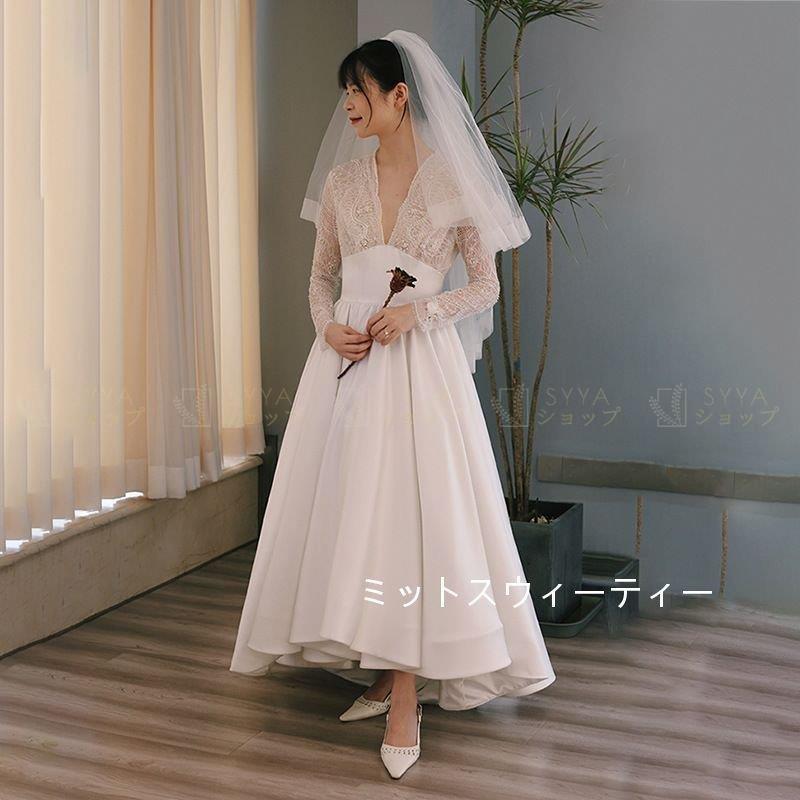 再入荷 披露宴 後撮り レース 前撮り ウエディングドレス マキシ丈ドレス ウェディングドレス 結婚式 Dress Wedding 二次会 花嫁 ウェデイングドレス 長袖 挙式 Aライン 商品到着後レビューと評価を書く こちらに連絡すれば送料無料 Panero Shop