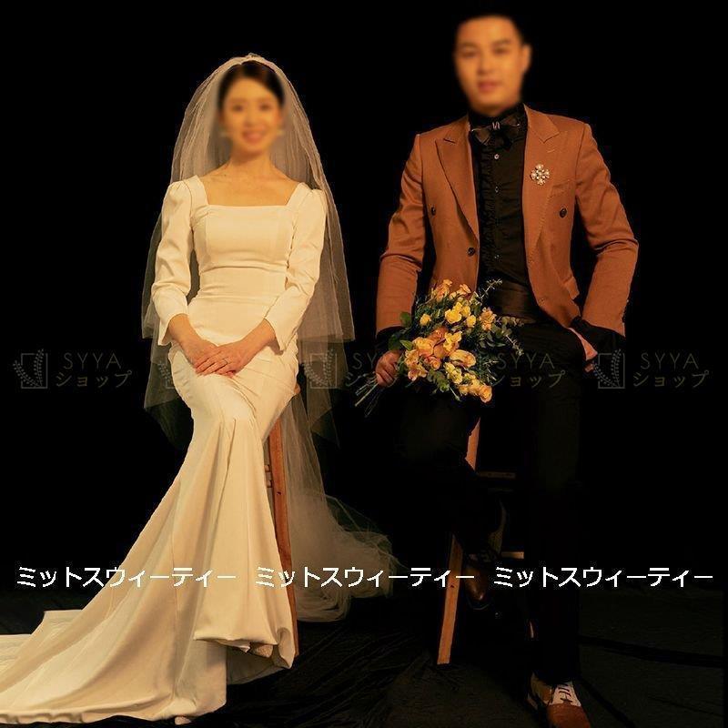 100 の保証 花嫁 二次会 ウエディングドレス 結婚式 マーメイド スクエアネック ロングドレス ウェディングドレス 前撮り クラシック リゾート ホワイト サテン エレガント マーメイドライン サイズ Xxs Pathwaysfl Org