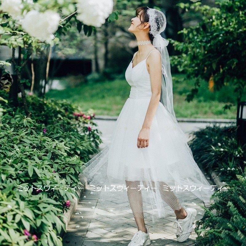 特価送料無料 ウエディングドレス ロングドレス 二次会 花嫁 パーティドレス キャミソール 結婚式 ウェディグドレス ミディアム丈ワンピース リゾートウエディング 前撮り 購入特典付 Shirleyryan Ca