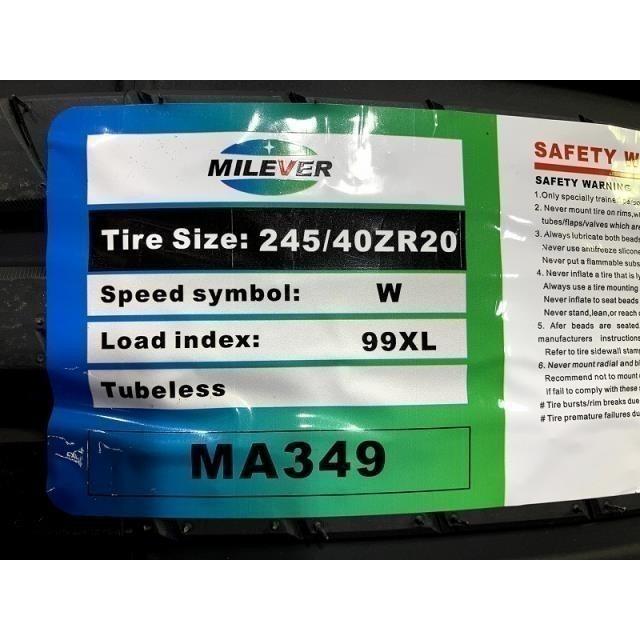 Milliver サマー ミレバー MA349 245/40R19 4本 8ミリ 2025年 Milliver サマー ミレバー スポーツマクロMA349 245/40R20 4本 7ミリ