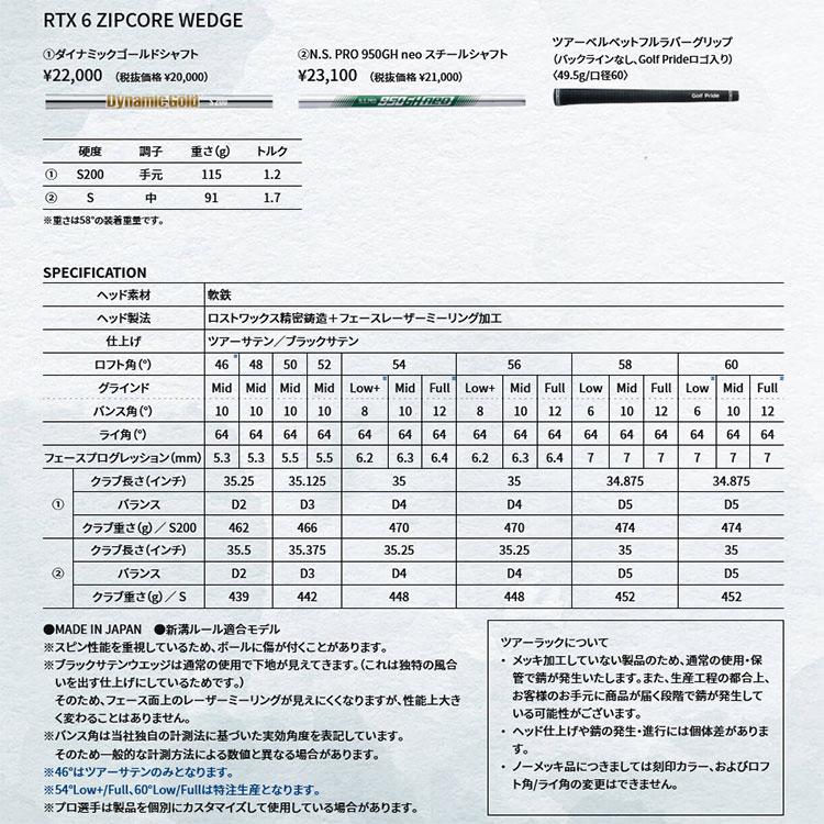 クリーブランド RTX6 ZIPCORE ウェッジ レフティ ジップコア DynamicGold 日本仕様 2023モデル｜szone｜11