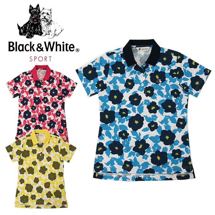 ブラック ホワイト 半袖ポロシャツ レディース 春夏 スポーツのブラック ホワイト ゴルフウェア レディース