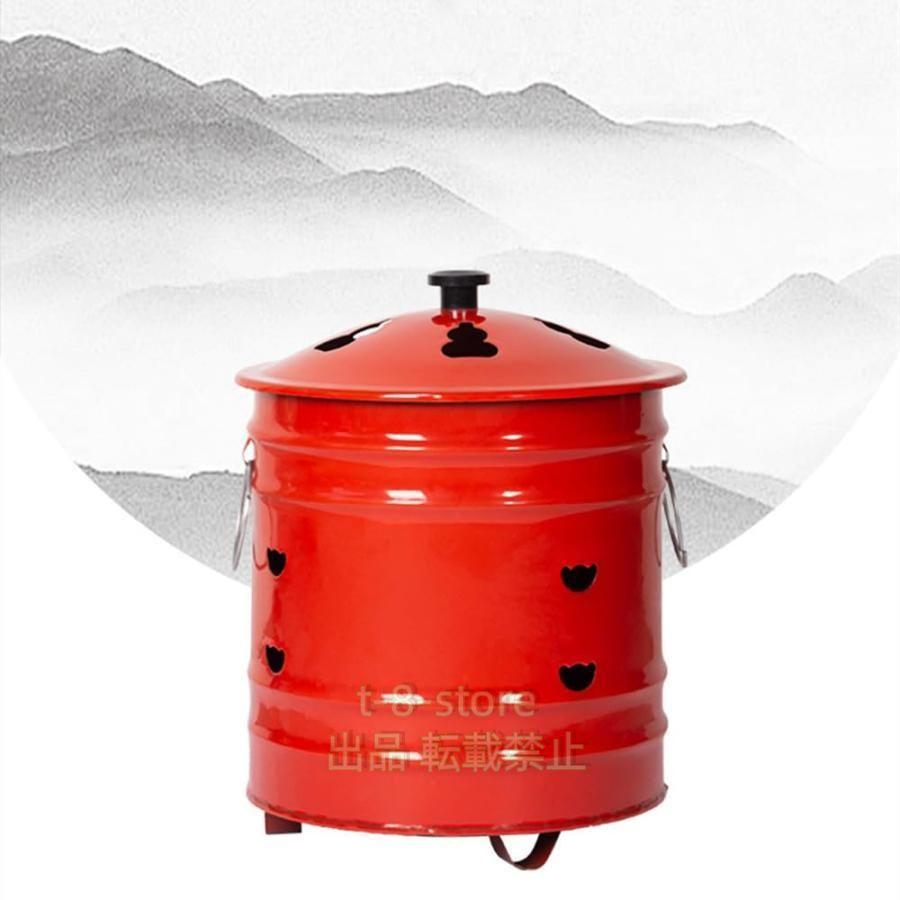 家庭用焼却炉、ドラム缶焼却炉、蓋とハンドル付き 燃焼バケツ 紙