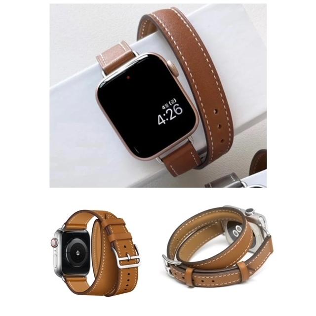 2396 Apple Watch エルメス　ブラウン　二重巻き　　バンド　レザー 2396 Apple Watch エルメス ブラウン 二重巻き バンド レザー