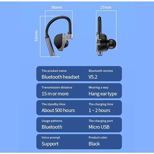 2 Bluetooth 5.2 イヤホン　ワイヤレスイヤホン  IPX5 イヤホンマイク フック　ノイズキャセリング　イヤフォン  日常　防水片耳　USB 充電  高音質｜t-a｜09