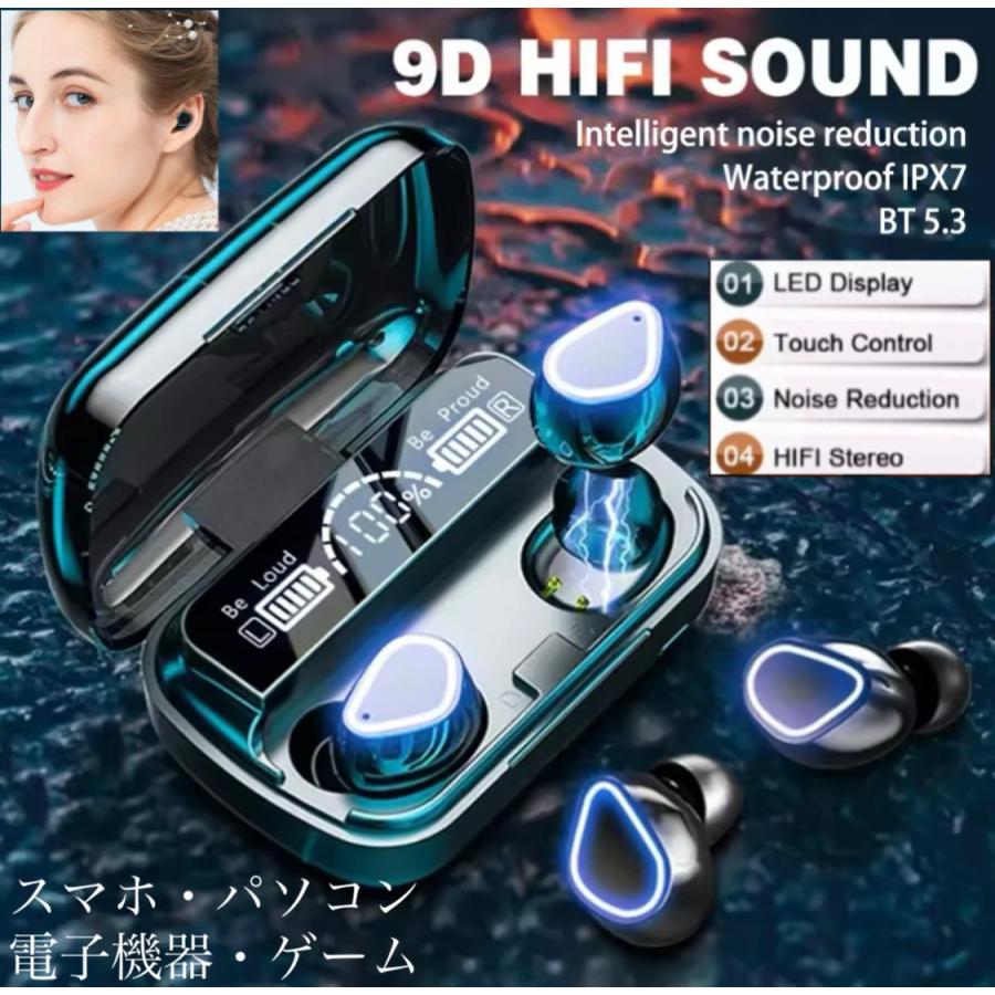 2 ワイヤレスイヤホン イヤホン Bluetooth 5.3 両耳 ノイズキャ