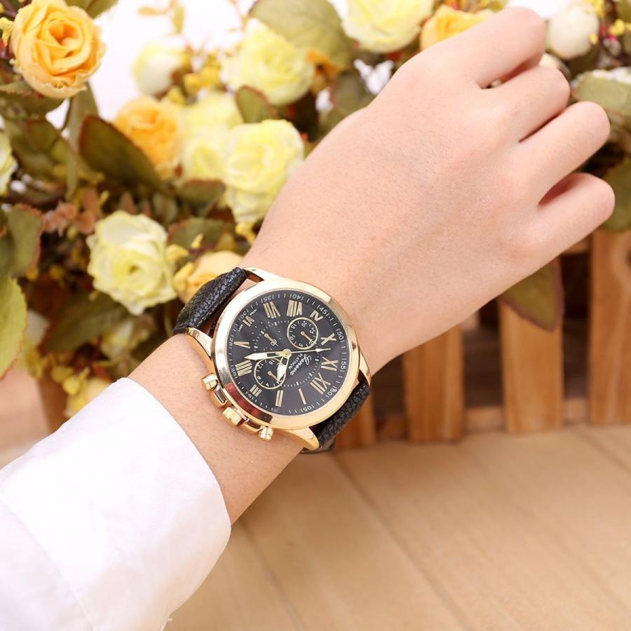 2 腕時計 時計 メンズ 高品質 レザー 革 ベルト ビジネス ウォッチ 軽量 オシャレ ギリシャ文字 ブランド ゴールド ホワイト