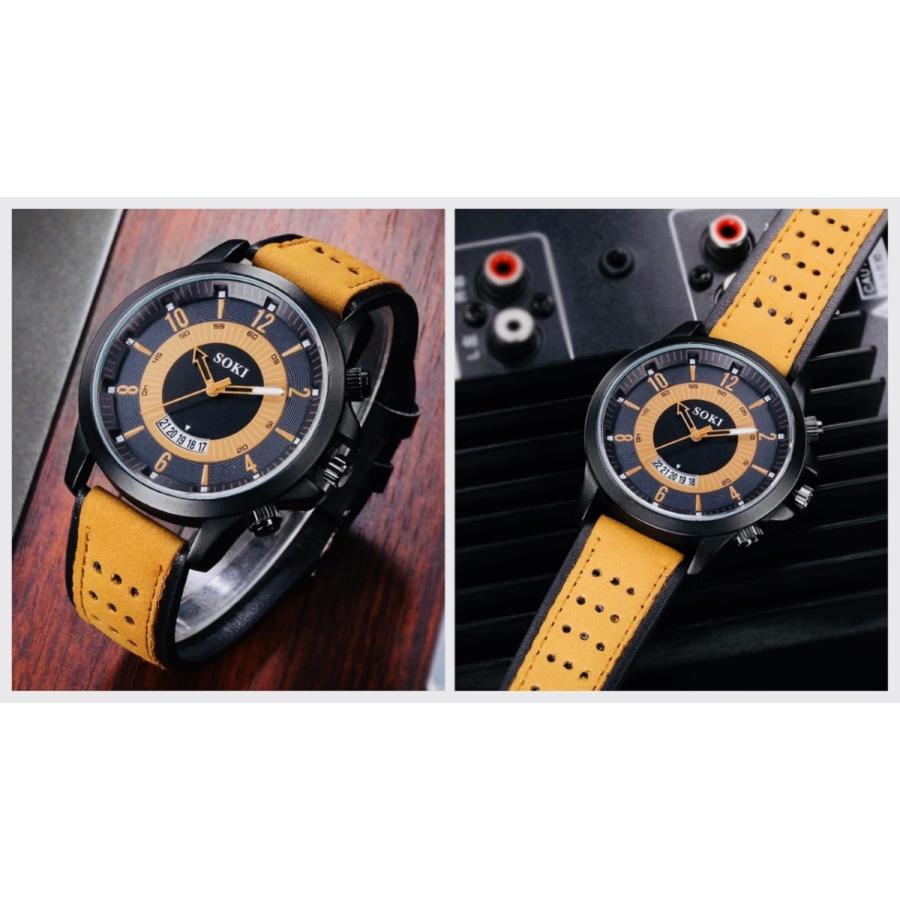 2 腕時計 時計 ツートン アナログ メンズ クォーツ 時計 高品質 レザー