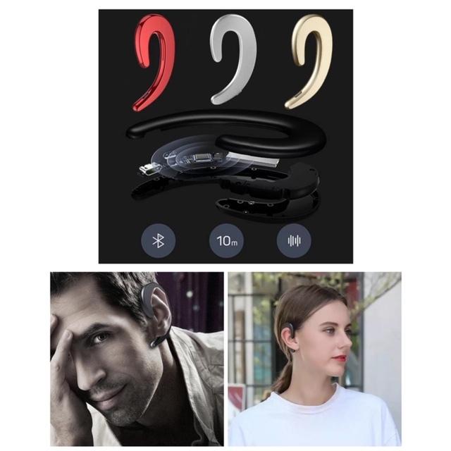 4 Bluetooth　イヤホン　ワイヤレスイヤホン 耳掛け型　骨伝導 電話　スピーカー　イヤフォン イヤホンマイク 片耳　USB 充電 高音質 超軽量 テレワーク｜t-a｜04