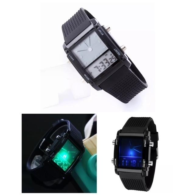 4 スポーツ腕時計 LED デジタル 腕時計 時計 ミリタリー 自転車 スポーツ アウトドア キャンプ 男女兼用 ランニング アクリルケース ブラック ホワイト|t-a|02