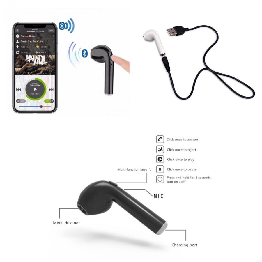 Bluetooth　イヤホン　ワイヤレスイヤホン  iPhone　アンドロイド　対応  ブルートゥース イヤフォン イヤホンマイク 方耳　丸型　USB 充電  高音質 重低音｜t-a｜06