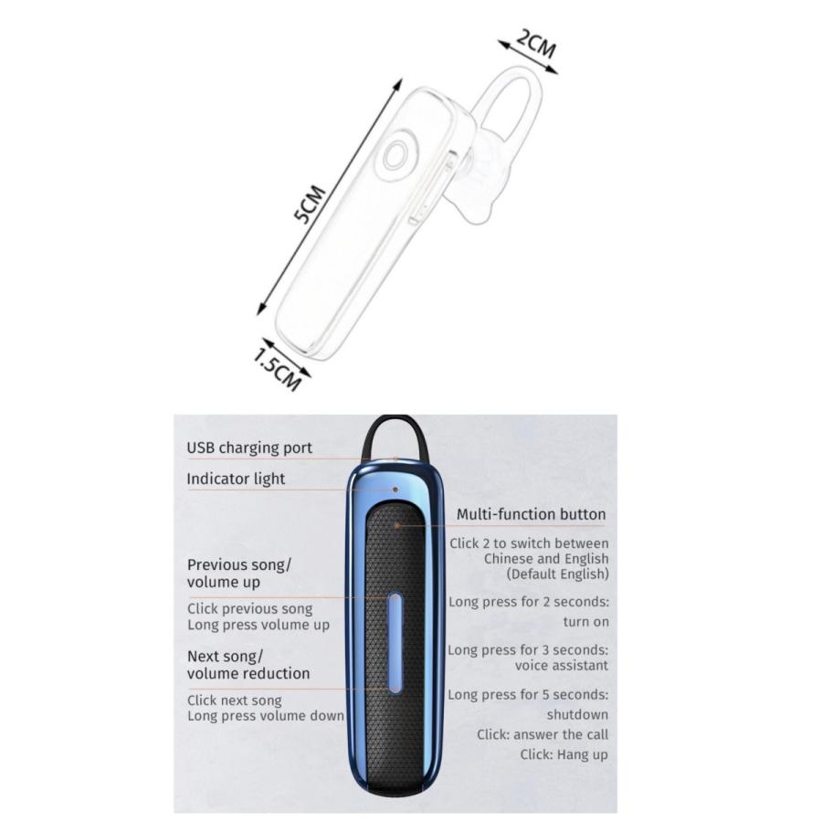 Bluetooth イヤホン ワイヤレスイヤホン Bluetoothイヤホン 耳掛け型 イヤフォン イヤホンマイク 片耳 USB 充電 高音質 超軽量 テレワーク ブルー|t-a|12