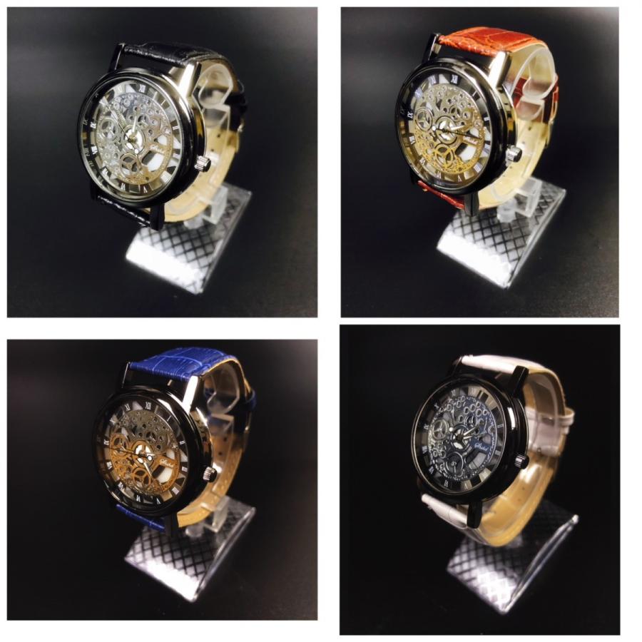販売 腕時計 時計 メンズ ステンレススチール 高品質 レザー 革 ベルト アナログ クォーツ ビジネス ウォッチ ギリシャ文字 人気 ブランド  4Color commerces.boutique