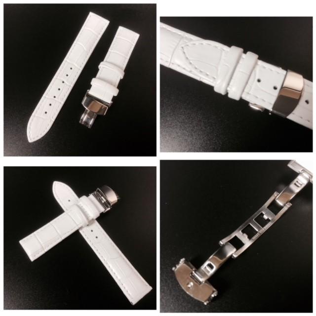 時計ベルト メンズ 腕時計 Dバックル カーフ革 クロコダイル型
