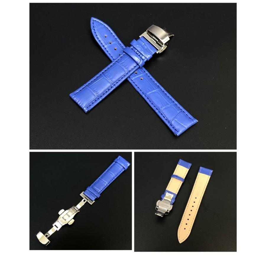 DULUGS 時計 ストラップ ベルト クロコダイル ネイビー Dバックル付き DULUGS 時計 ストラップ ベルト クロコダイル ネイビー D