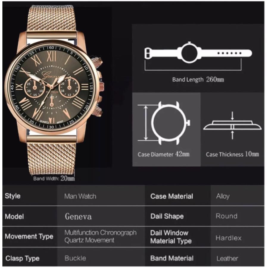 腕時計 時計 ギリシャ文字 ステンレス メッシュ ベルト アナログ