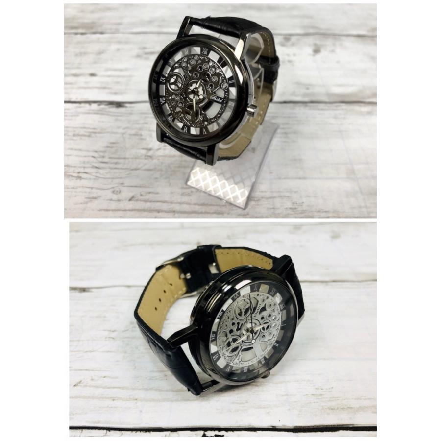 FOSSIL スケルトンデザイン アナログ時計 レザーベルト フルスケルトンにスカルデザイン レザーベルトの個性派メンズウォッチ