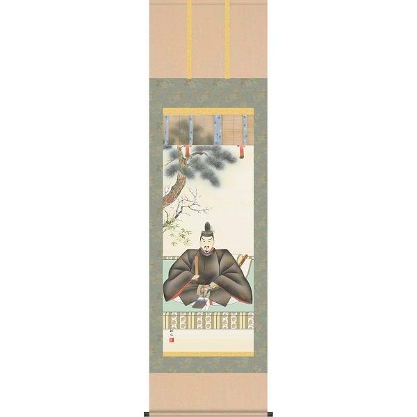 掛軸/慶祝・縁起画/天神/天神/浮田秋水/草夕会/洛彩緞子本表装/尺五サイズ幅54.5cm/桐箱畳紙収納/表装品質十年保証　爆買