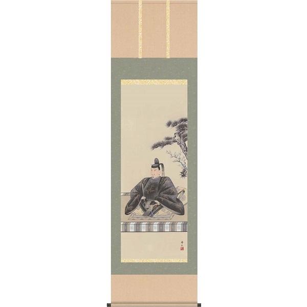 掛軸/慶祝・縁起画/天神/天神/鈴村秀山/三美会/洛彩緞子本表装/尺五サイズ幅54.5cm/桐箱畳紙収納/表装品質十年保証 爆買