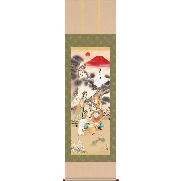 未使用品】掛軸 稲葉苑舟『金運満願図』開運 日本画 絹本 共