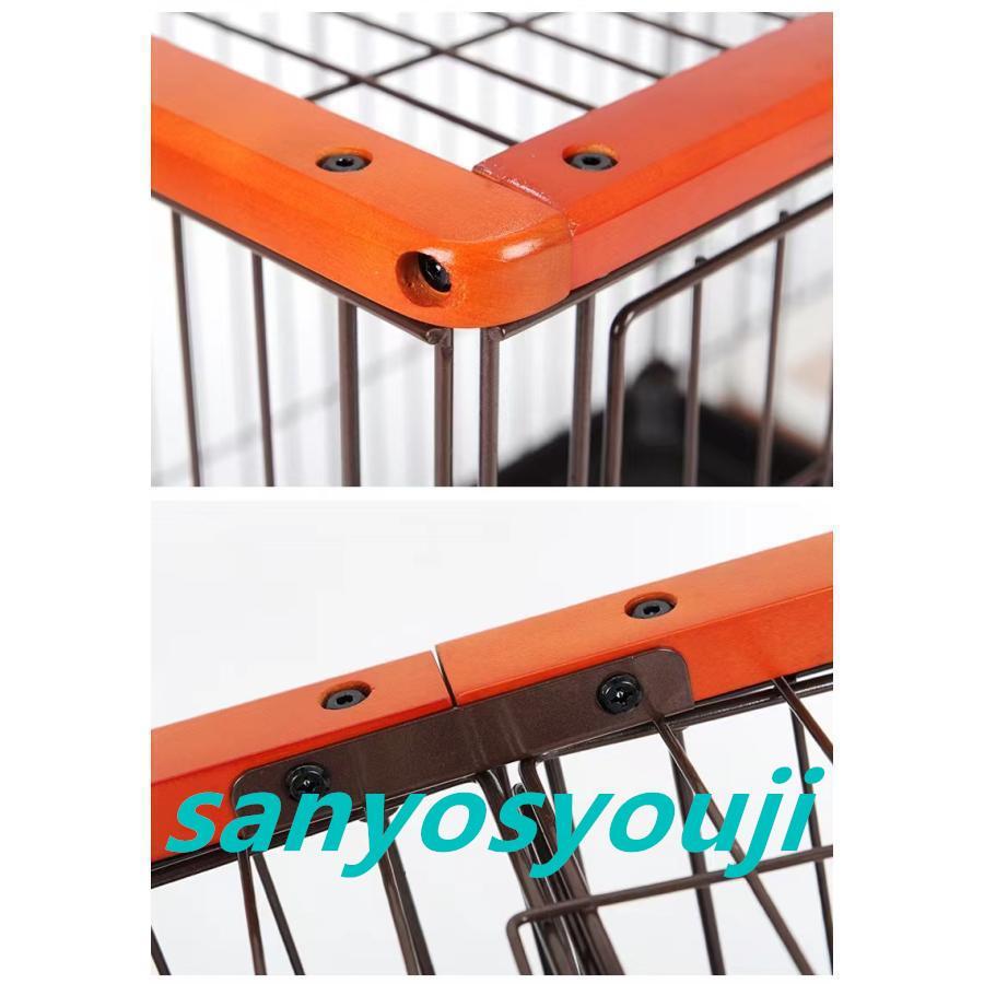 C10050-１M わんこ向け トイレ付きケージ 屋根面付 ツードア インテリアケージ 木製 トイレのしつけができる お手入れ楽々 室内ケージ 111×54×64cm 111×54×64cm