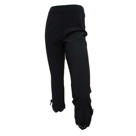 【新品】スーパービューティ スカラップ刺しゅう クロップドパンツ 黒 ☆50%OFF☆スーパービューティ / スカラップ刺しゅう クロップド