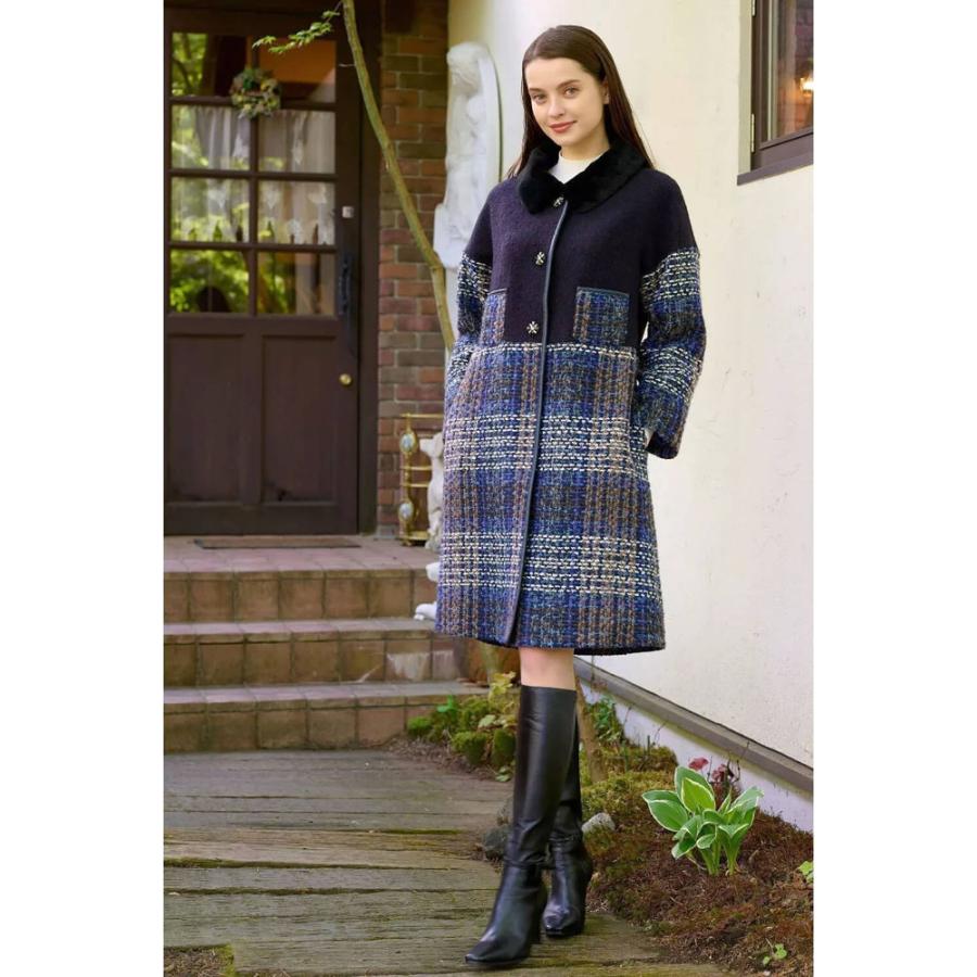 新品】スーパービューティーツイードチェック切替コート44 スーパー
