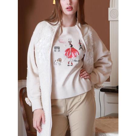 Super Beauty スーパービューティ / ボアニット刺繍入りスパンコール  