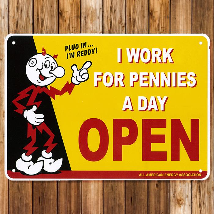 プラスチックサインボード レディキロワット オープン REDDY KILOWATT