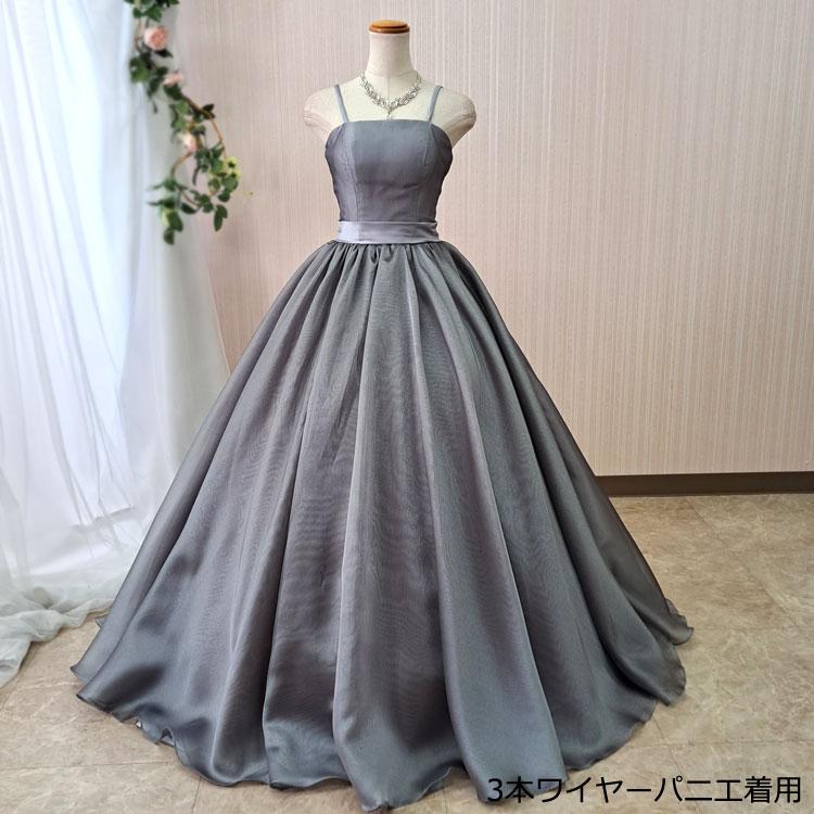 カラードレス 演奏会ドレス シルバーグレー 5号7号9号 肩紐付き 結婚式