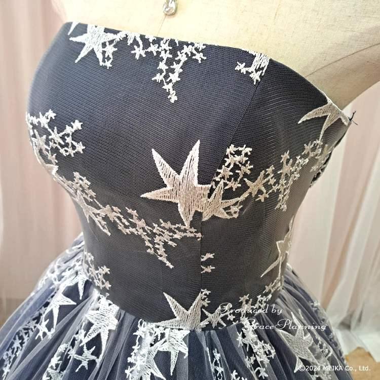 在庫処分 カラードレス 演奏会ドレス 星柄刺繍 青 緑 黄色 ピンク 水色