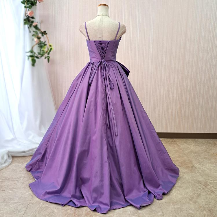 カラードレス 演奏会ドレス 青 緑 オレンジ 紫 肩紐付きで大人可愛い 7