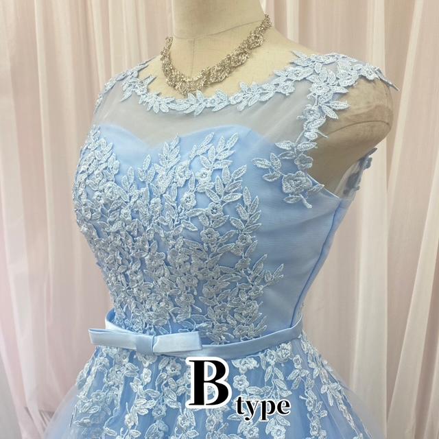 カラードレス 水色 背中ファスナー カラードレス ラベンダー 水色 脇下刺繍なし 演奏会ドレス 背中