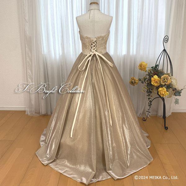演奏会発表会ゴールドベージュロングドレスSサイズ結婚式二次会撮影にもEureka 新作 カラードレス 演奏会 発表会 舞台衣装 ベージュ 光沢