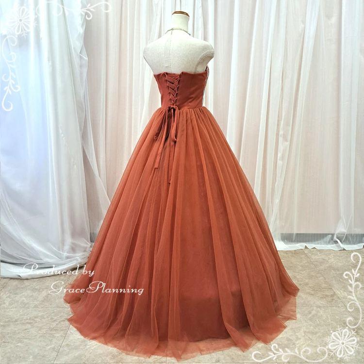 テラコッタドレス　カラードレス　ロングドレス　結婚式 テラコッタドレスカラードレスロングドレス結婚式