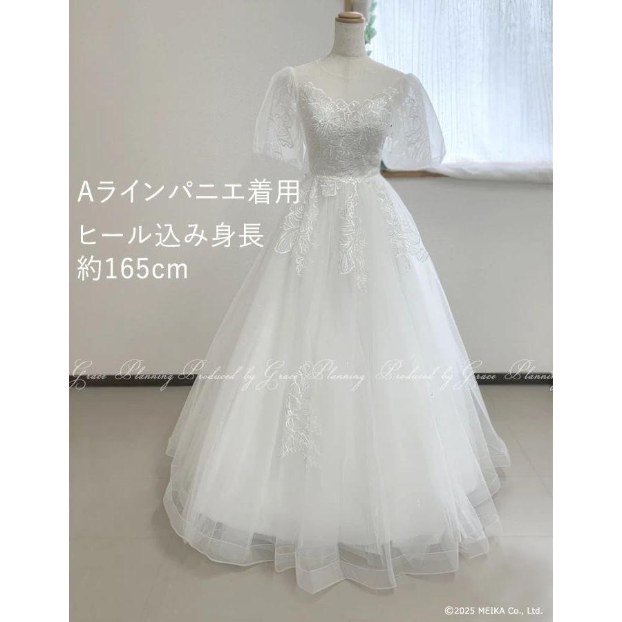 ウェディングドレス 結婚式 前撮り 半袖 Aライン 背中ファスナー