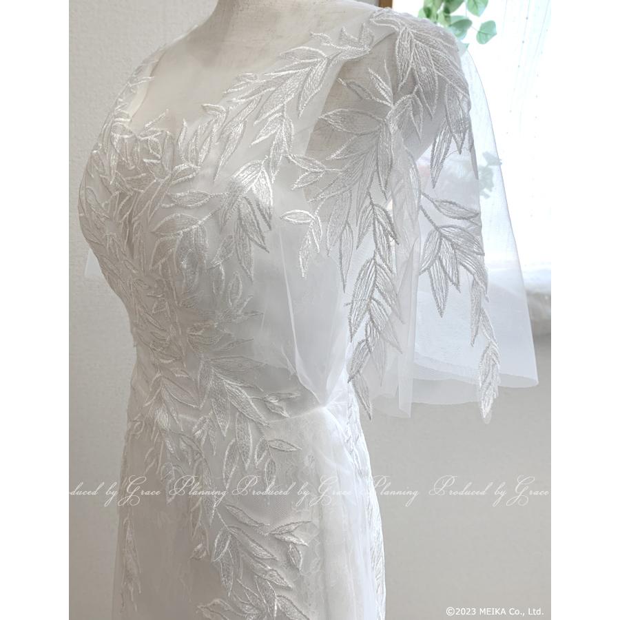 ウェディングドレス ウエディングドレス 袖付　ソフトマーメイド スレンダーライン ロングトレーン  二次会 白 前撮り 結婚式　gcd19500｜t-bright｜04