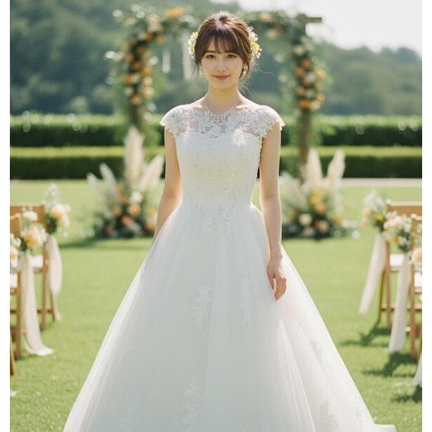 ウェディングドレス 結婚式 前撮り ノースリーブ キラキラと輝くビーズ