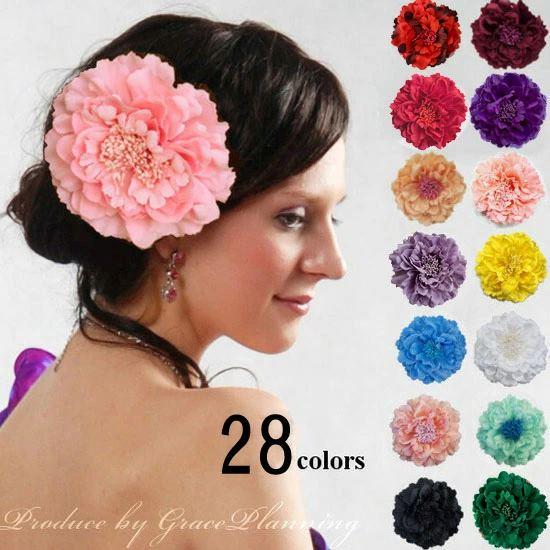 フラワーコサージュ 花 髪飾り 全14色/白 黄 ピンク 青 緑 黒 紫 フラワーコサージュ 花 髪飾り 全14色/白 黄 ピンク 青 緑 黒 紫