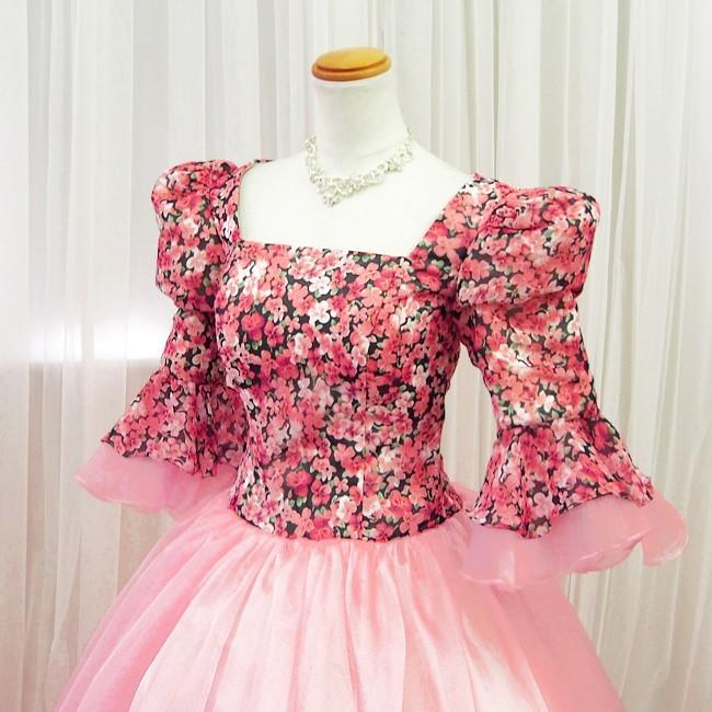 カラードレス ウェディングドレス 袖あり 中世貴族衣装 お姫様ドレス ロングドレス 演奏会 安い カラードレス 舞台衣装 カラオケ 花柄 ピンク Pd5236p Pd5236p T ブライトショッピング 通販 Yahoo ショッピング