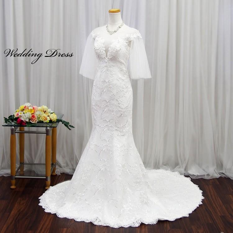 ウェディングドレス ウエディングドレス 結婚式 袖あり 白 7号 Sサイズ  