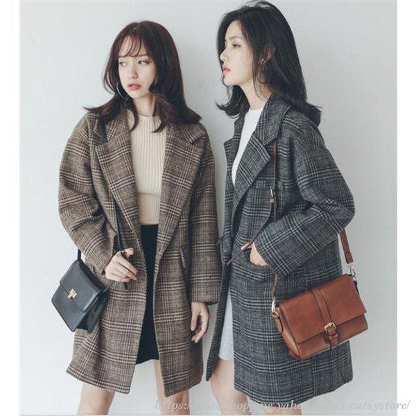 ブランド雑貨総合 チェスターコート レディース ロングコート チェック柄コート ラシャ 洋服 アウター オーバーコート 冬 トレンドコーデ Simbcity Net