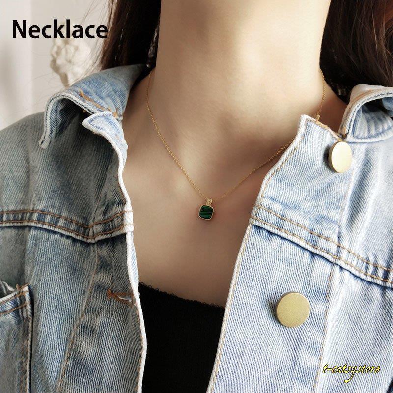 ネックレス レディース アクセサリー チェーン ゴールドカラー シルバー925 シンプル ターコイズ風 グリーン カジュアル デイリー かっこいい Ln Zak Tーcats Yストア 通販 Yahoo ショッピング