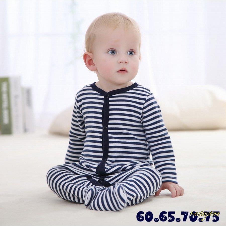 ベビー服 ロンパース 足つき 長袖 肌着 秋冬 ボーダー コットン100 男の子 女の子 赤ちゃん ベビー 60 65 70 75 Ln Top T Catsystore Tーcats Yストア 通販 Yahoo ショッピング