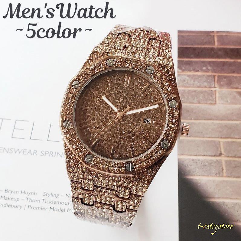 腕時計 ラウンドウォッチ アナログ ラインストーン メンズ 男性用 紳士用 メタルバンド 秒針 キラキラ 派手 目立つ カジュアル おしゃれ きれいめ Ln Zak 339 T Catsystore Tーcats Yストア 通販 Yahoo ショッピング